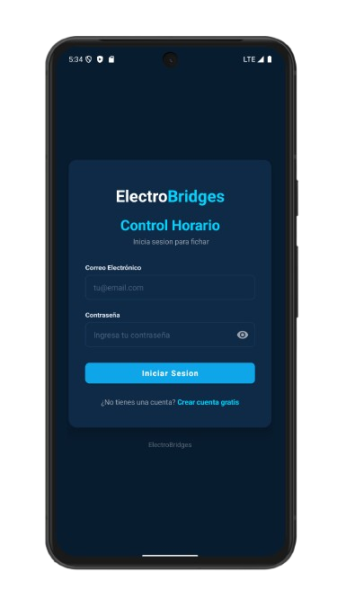 Pantalla de login EBS Control Horario
